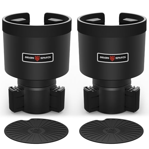 Seven Sparta 2 Pack Car Cup Holder Expander with Offset Adjustable Base, Compatible with Hydro Flasks 32/40 Ounce, Compatible with Yeti Ramblers 20/26/30 Ounce, Other Bottles in 3.4"-3.8" (Black) - color: Black, size: Medium*2