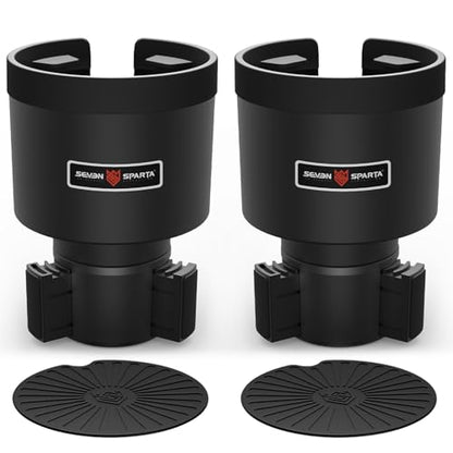 Seven Sparta 2 Pack Car Cup Holder Expander with Offset Adjustable Base, Compatible with Hydro Flasks 32/40 Ounce, Compatible with Yeti Ramblers 20/26/30 Ounce, Other Bottles in 3.4"-3.8" (Black) - color: Black, size: Medium*2