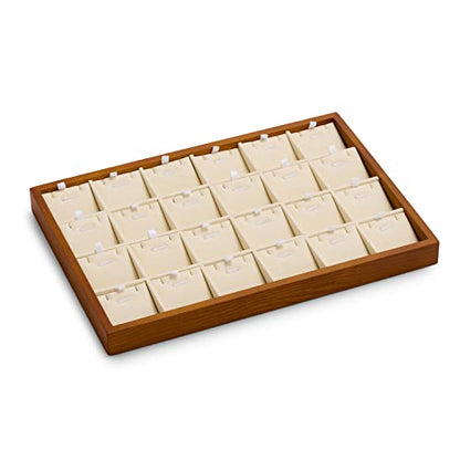 Oirlv Wood 24 Grids Jewelry Tray with Removable Inserts Jewelry Pads Necklace/Pendant Display Organizer Tray(Creamy White) - color: Creamy-white 24 grid necklace/pendant jewelry tray