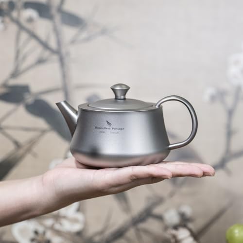 Boundless Voyage Titanium Kung Fu Tea Set with 3 Teacups Portable Camping Kettle Reusable Travel Coffee Tea Cup Set (Ti3118D-300ml) - color: Ti3118D-300ml