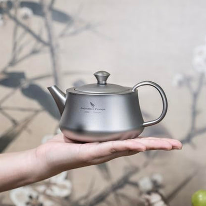 Boundless Voyage Titanium Kung Fu Tea Set with 3 Teacups Portable Camping Kettle Reusable Travel Coffee Tea Cup Set (Ti3119D-set) - color: Ti3119D-set
