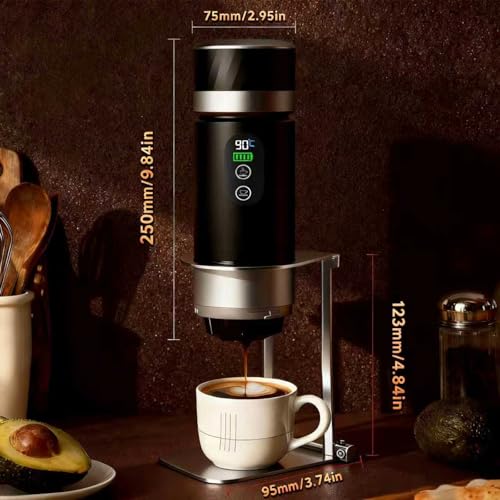 Portable Coffee Maker, Removable 7500mAh Battery, 20Bar High-Pressure Fast Extraction, USB Charging, Stand & Carry Bag, Supports Coffee Grounds & NS Pods, Ideal Camping Makers for Travel