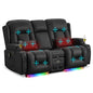 URRED Power Loveseat Recliner Sofa with Massage and Heat, Wall Hugger Reclining Loveseat with Console, RV Couch Home Theater Seating with LED Lights for Living Room (Black, 67" - 2 Seats) - color: Black, size: 67" - 2 Seats