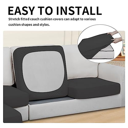 Easy-Going 100% Waterproof 3 Pieces Couch Cushion Covers for Sectional Sofa Left/Right L Shape Chaise Lounge Sofa Seat slipcover Anti-Slip Sofa Cover (2 Seater + 1 Chaise, Dark Gray - color: Dark Gray, size: 2 Seater + 1 Chaise