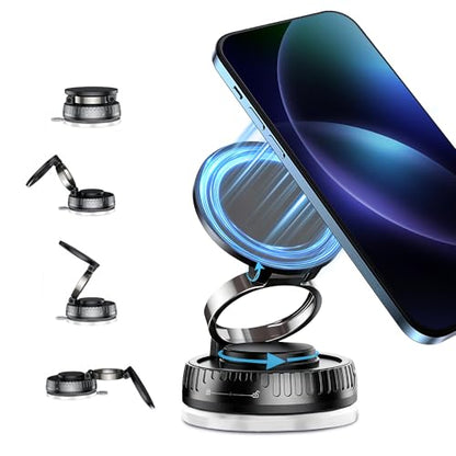 Magnetic Car Phone Mount for MagSafe: 360° Rotatable Adjustable Holder with Suction Cup, Universal Fit for Dashboards/Windshields/Glass, Compatible with iPhone 17/16/15 Series & Android - color: C. J36-White Base