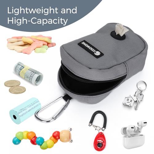 Dog Treat Pouch with Clip, Treat Pouches for Pet Training, Small Dog Treat Container Treat Bag for Leash, Waterproof Dog Treat Bag, Hands-free Training Pouch - color: Grey