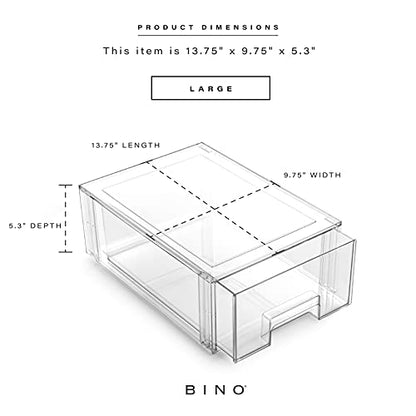 BINO | Stackable Storage Drawers, Large - Clear | THE CRATE COLLECTION | Storage Bins With Drawers | Bathroom Organizers | Under Sink Organizer | Vanity Cabinet Home Organization - size: Large
