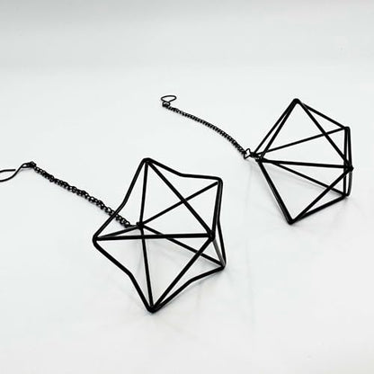 Clearance 6 Pack Hanging Metal Air Plant Holders with Chain, Black Geometric Tillandsia Air Plant Hanger Cages, 2 Styles Mini Iron Air Plants Live Holders for Home Office Garden Decor