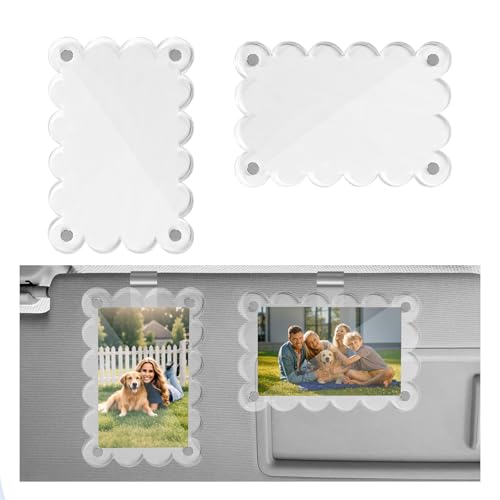 2 PCS Car Visor Picture Holders, 4.7 × 3.1 Inch Magnetic Acrylic Sun Visor Photo Frames, Transparent Personalized Sunvisor Clip Photo Display Frame for Most Vehicles - color: 4.7 × 3.1 inches