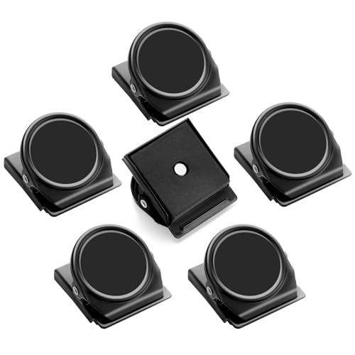 Grtard 6 Pack Magnetic Clip 1.8Inch, Black Refrigerator Clip Magnets, Clip with Magnet, Heavy Duty Refrigerator Magnets, Magnet Clips for Whiteboard, Fridge, Note List, Photo Displays, Locker - color: Black, size: 6 Pack
