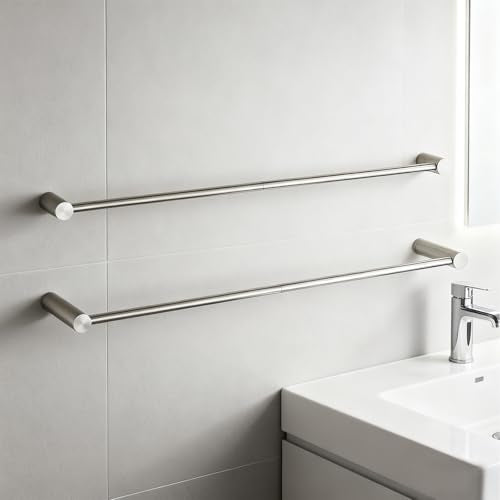 Towel Racks for Bathroom, NEWRAIN 30 inch Double Bath Towel Bar Wall Mounted, Stainless Steel Kitchen Towel Holder, Brushed Nickel Towel Rod Towel Rail Hange - color: Brushed Nickel, style: Double Bar