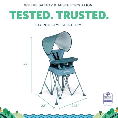 Baby Delight Go with Me Uplift Deluxe Portable High Chair | Travel High Chair | Sun Canopy | Indoor and Outdoor | Blue Wave - color: Blue Wave