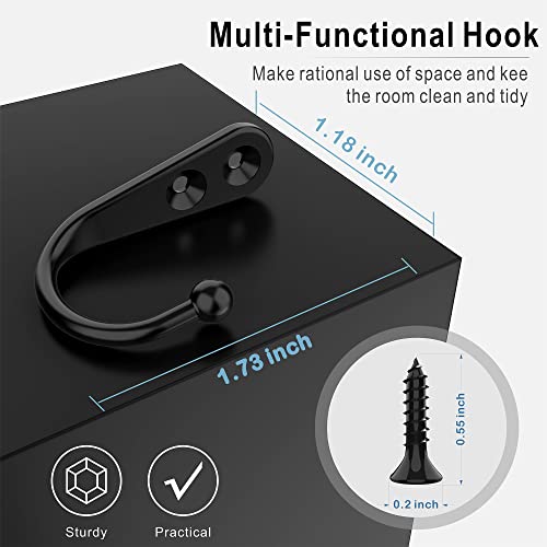 15 Pcs Black Wall Mounted Coat Hooks, Hanger Hook with 30 Pieces Screws for Towel, Key, Robe, Scarf, Bag, Cap, Coffee Cup, Mugs - color: 15PCS Black Hooks