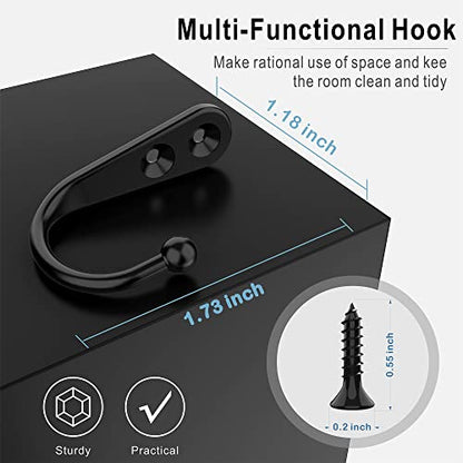 15 Pcs Black Wall Mounted Coat Hooks, Hanger Hook with 30 Pieces Screws for Towel, Key, Robe, Scarf, Bag, Cap, Coffee Cup, Mugs - color: 15PCS Black Hooks
