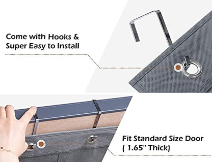 Closet Shoe Organizer Behind Door Hanging Closet Kids Shoe Rack with 12 Clear Large Pockets (12 Pockets-Grey) - color: 12 Pockets-Grey
