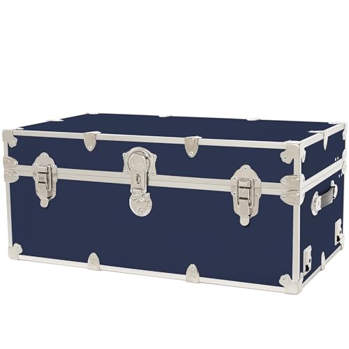 Rhino Trunk & Case Classic Large Trunk - 32"x18"x14", 1500+ lbs Capacity - Many Colors, Soft-Close Lid. Strong, USA Made Summer Camp Footlocker and Secure College Dorm Storage Chest - color: Navy Blue, size: 32" Without Wheels