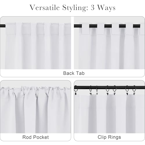 PONY DANCE White Window Curtains - Window Dressing Soft Fabric Back Tab/Rod Pocket Kids Drapes Privacy Protect for Bedroom & Bathroom, 42 W x 54 inch L, Pure White, 2 PCs - color: Pure White, size: 42"W x 54"L (Pack of 2)