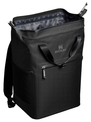 Stanley All Day Madeleine Backpack Soft Cooler 20 Can Cooler with Handle and Shoulder Straps Insulated Travel Bag with Zipper BPA-Free - color: Black, style: Mini