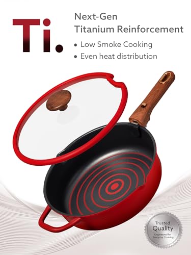 CAROTE 20Pcs Titanium Cookware Set, Pots and Pans Set Non Stick, Kitchen Cooking Set with Detachable Handle, Non Toxic Induction Cookware - Camping Cookware, Dishwasher/Oven Safe, Red - color: Gradient Red