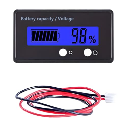 ZIMISI 12V 24V 48V 60V 72V Golf Cart Battery Capacity Indicator with Alarm, Digital Battery Voltage Monitor Gauge, LCD Display Voltmeter Tester for Lithium Batteries&Lead-Acid Batteries (Blue) - color: Blue
