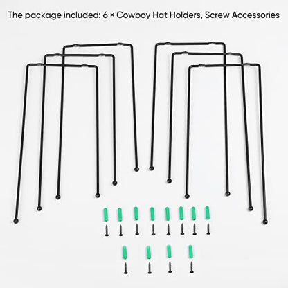 Taozun Cowboy Hat Rack - Cowboy Hat Holder DIY Hat Hangers for Wall Display, Black Hat Holder Organizer, 6 Pieces(A Beautiful Christmas Gift) - style: 6PC