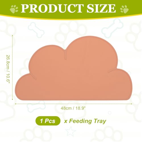 Silicone Pet Feeding Mat, Waterproof Dog Cat Food Bowl Placemat Tray Anti-Slip with Raised Edge Foldable Heat-Resistant (Dark Pink, Cloud Shape), Intended for Cat Dog Water Bowl - color: Dark Pink