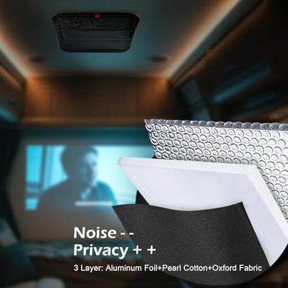 RV Sun Blackout Vent Cover, Reflective Insulation Skylight Window Shade, Roof Ventilation Shield for Motorhome, Sturdy Velcro Attach, 16x16 in Foldable Heat & Light Blocker, Camper/Tailer Accessories
