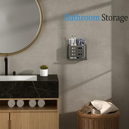 Grey Wall-Mounted Toothbrush Holder, Aluminum Material Shower Shaver Storage Rack, No Drilling Required, Removable Toothpaste Storage Rack - size: Gray double slot