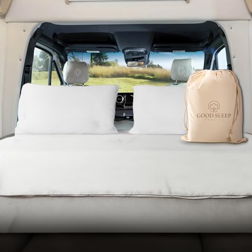 Good Sleep Bedding 600 TC Luxurious White RV Short King Sheets 72 x 75, 100% Egyptian Cotton 4 Piece Set for RV Mattress, Ultra Soft Camping Bed Sheets with 16" Deep Pocket - color: White, size: Short King (72 x75)