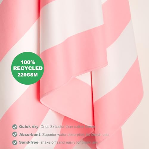 Your Choice Microfiber Beach Towel, Sand-Free Quick Dry Travel Towel, Oversized Compact Lightweight Recycled Towel for Pool Camping(67"x35"/60"x30") - color: C-malibu Pink, size: Extra Large(67x35")
