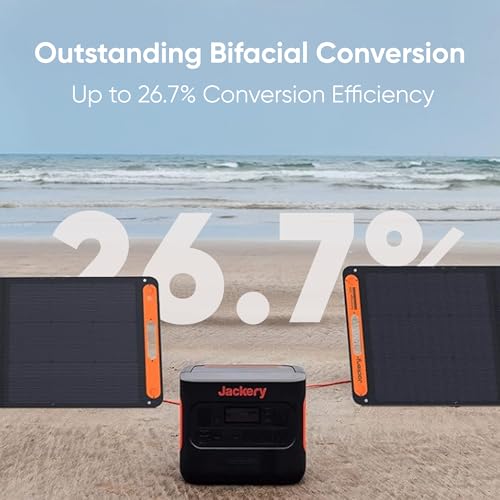 Jackery SolarSaga 200W Portable Solar Panel,IP68 Foldable Bifacial Solar Panels,Compatible with Jackery Explorer Power Station and Solar Generator,for Rooftops Outdoor Camping Off-Grid and RVs - size: 200 W Bifacial
