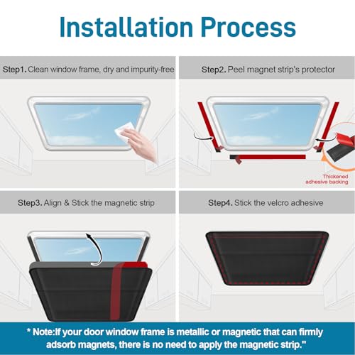 SUNICO 16.5" X 16.5" RV Door Window Shade Cover, Magnetic 100% Blackout Foldable RV Window Shades for Campers with Anti-UV Aluminum Foil Reflective & Cotton Insulation & Thicked Waterproof Fabric - color: black