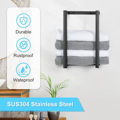OTraki Towel Rack for Rolled Towels, Towel Racks for Bathroom Wall Mounted Towel Storage Organizer Holder & Towel Hanger & Toilet Paper Modern Bath Towel Holder for Small Space Bathroom Black (3 Pack) | Towel Racks for Bathroom Towel Storage Organizer Hol