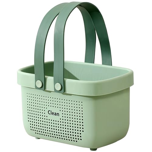 JiatuA Plastic Storage Basket with Handle Portable Shower Caddy Tote Organizer Basket Bin for Bathroom Kitchen Dorm Room Bedroom, Small Green - color: Green, size: Small