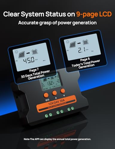 ECO-WORTHY Solar Charge Controller 30A with Bluetooth,WiFi, APP Remote Connection, Solar Panel Custom Battery Regulator, Dual USB Port Auto 12V/24V PWM for FLD/LiFePO4/SLD/GEL RV Solar System - style: 30A (Bluetooth&WiFi)