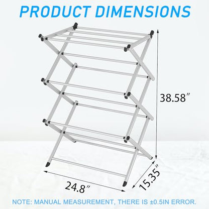 Household Indoor Folding Clothes Drying Rack, Dry Laundry and Hang Clothes,Towel Rack (Silver Gray) for Storage - color: Silver Gray