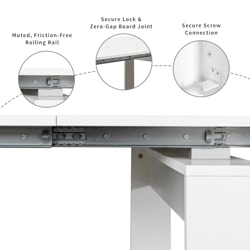 Extendable Dining Table, Transformer Console Table for 1-12 People, Folding Space Saving Dining Room Table for Homes, Apartments, Marble White - color: A4 Marble White