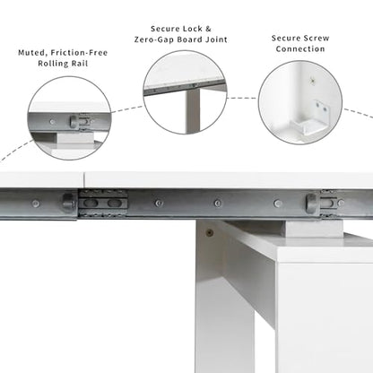 Extendable Dining Table, Transformer Console Table for 1-12 People, Folding Space Saving Dining Room Table for Homes, Apartments, Marble White - color: A4 Marble White