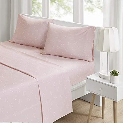 Intelligent Design Microfiber Cozy Bed Sheet Set, Modern All Season Bedding & Pillowcases, Premium 14" Elastic Pocket Fits up to 16" Mattress, Queen Pink Cats 4 Piece - color: Pink Cats, size: Queen