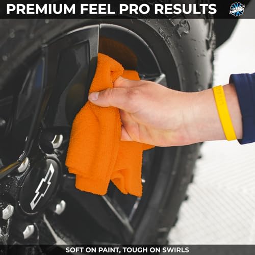 The Rag Company - Edgeless 365 Microfiber Towels (10-Pack) Premium 70/30 Blend, Professional Polishing, Wax Removal, Auto Detailing, 365gsm, 16in x 16in, Orange - color: Orange