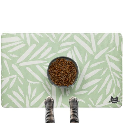 The Cat Ladies Cat Feeding Mat - Waterproof & Dishwasher Safe Small Pet Eating Placemat - Cat & Dog Food Mats for Food and Water Bowl - Protect Floors from Mess - Tropical Leaves - color: Tropical Leaves A