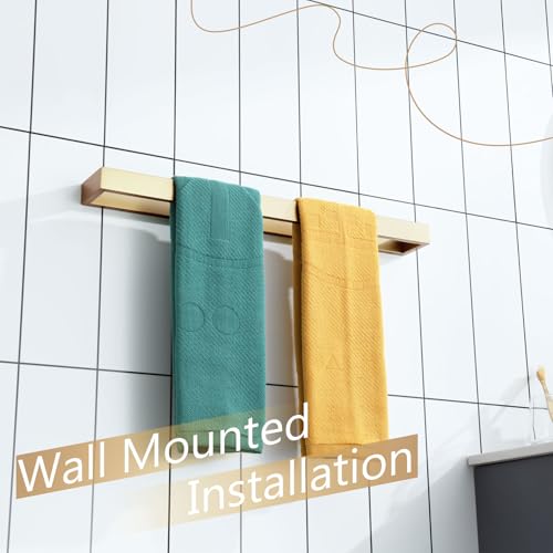 KOKOSIRI Towel Bar Brushed Gold Bath Towel Holder 20 Inch Kitchen Towel Hanger Rack Stainless Steel Bathroom Hardware Wall Mounted, 1 Pack B4008BG-L20 - color: Brushed Gold, size: 20-Inch