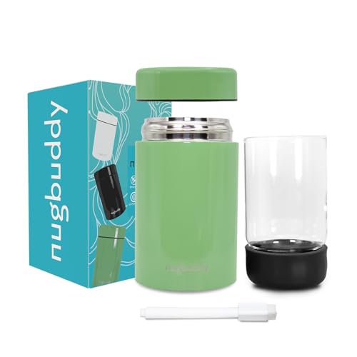 Nugbuddy Airtight Storage Container - Vacuum Sealed Insulated w Nested Glass Jar - UV Protection, Temperature Controlled Stainless - Stays Fresh - Whiteboard Finish w Marker Included - 300 ml (3/4 Oz) - color: Mint, size: 300 ML