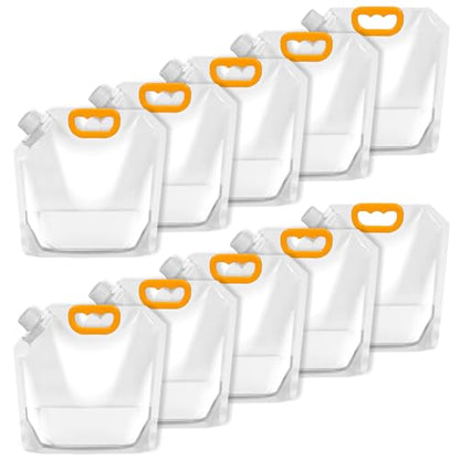 10 Pieces Collapsible Water Containers, 1/2 Gallon Clear Plastic Water Jugs for Sports Camping Hiking Travel | Collapsible