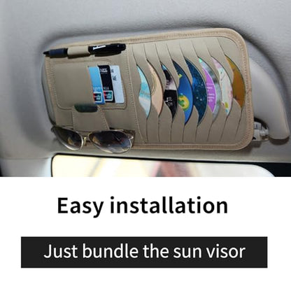 1 Pcs Beige Car Sun Visor Cd Holder, Car DVD Vehicle Visor Case,Fits for Most Car - color: Beige