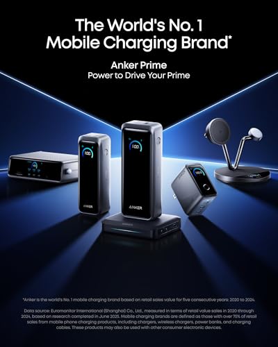 Anker Prime Power Bank and Charging Base, 26,250mAh 300W Max Portable Charger with Base for 6 Devices, Two-Way Charging, Flight-Approved, App Control, for Creators, MacBook, iPhone 17 Series, and More