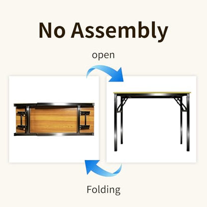 Folding Desk, 39 Inch Foldable Computer Table No Assembly Required,Wood Grain Small Desk for Home Office,Space-Saving Table for Bedroom, Dorm, RV - color: Yellow