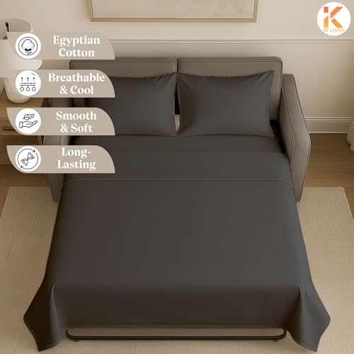 Soft & Luxurious Full Sleeper Sofa Bed Sheet Set - Premium Quality 100% Cotton Sheets, 4-Piece Solid Bedding Sets, Fits RV & Sofabed Mattresses up to 8" Deep, Dark Grey - color: 02-dark Grey, size: Full 8" Deep