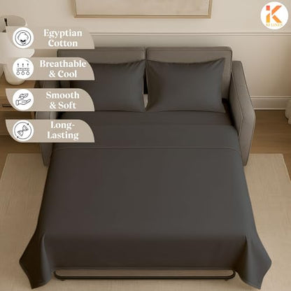 Soft & Luxurious Queen Sleeper Sofa Bed Sheet Set - Premium Quality 100% Cotton Sheets, 4-Piece Solid Bedding Sets, Fits RV & Sofabed Mattresses up to 8" Deep, Dark Grey - color: 02-dark Grey, size: Queen 8" Deep