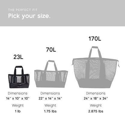 MISSION Boat Gear CASSI Heavy-Duty Outdoor Tote and Waterproof Marine-Grade Mesh Boat Bags - color: Black, size: 23 Liter